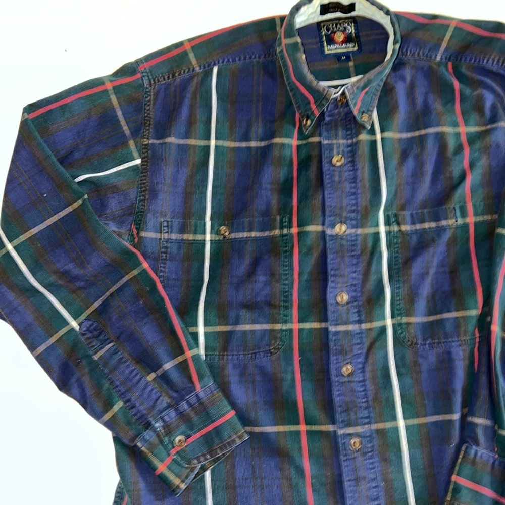 VNTG Chaps Ralph Lauren 100% Long Sleeve Plaid Button Up - Picture 4 of 5